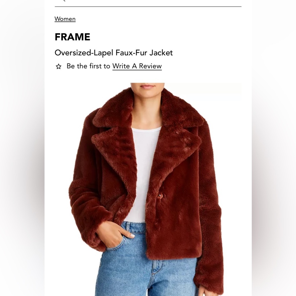 Frame red/burgundy faux fur crop jacket